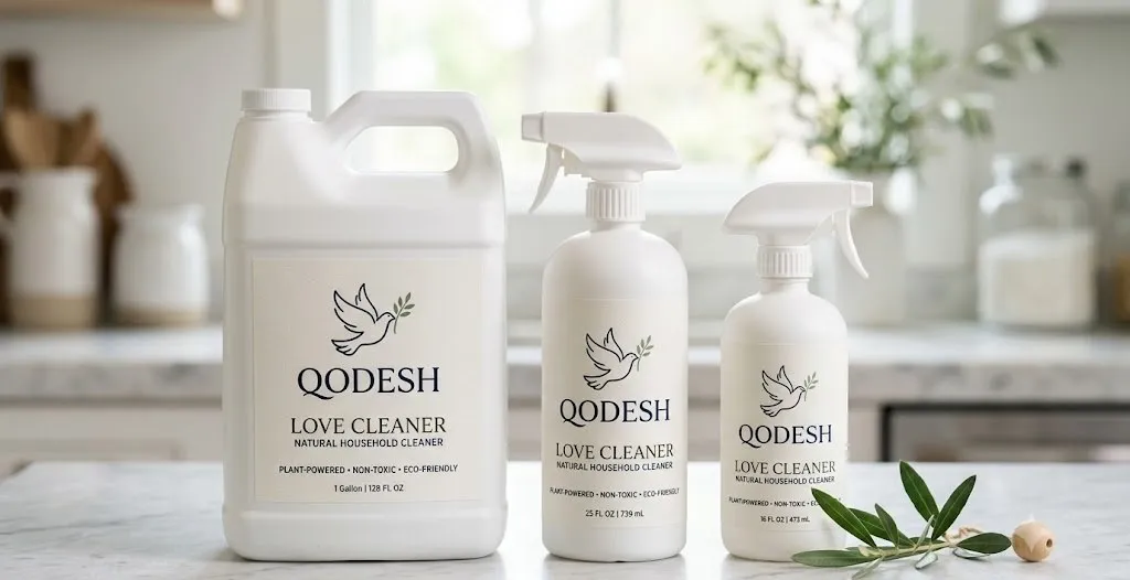 The Qodesh Love Cleaner line shown in three sizes
